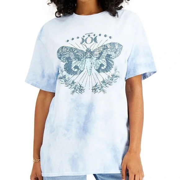 🔥JUNK FOOD🔥URBAN OUTFITTERS BUTTERFLY GRAPHIC BLUE TIE DYE TEE S NWT SOLD OUT - Picture 1 of 1